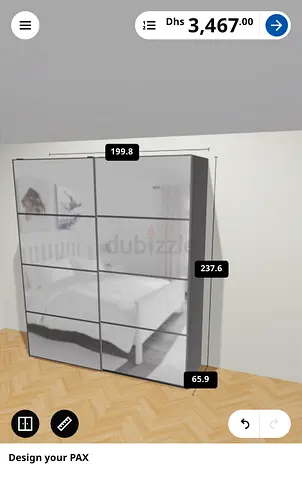 Large mirrored PAX wardrobe with add-ons in good condition
