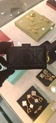 Dior Quilted Leather Card Holder Wallet