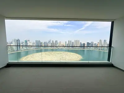 Luxury 3 bedroom apartment in Al Mamzar for annual rent with maid room 5 bathrooms 2 free parking spaces gym and swimming pool