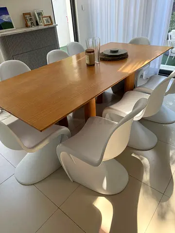Solid wood dining table with chairs