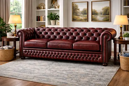 Brown Leather Chesterfield 3-Seater Sofa