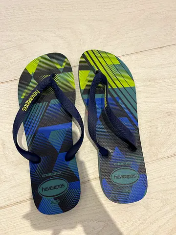 Blue and green Havaianas Flip Flops - Brand New, Never opened, from USA, Large Size