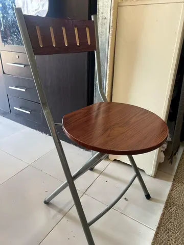 Compact Round Folding Bar Table with Wood Effect Top