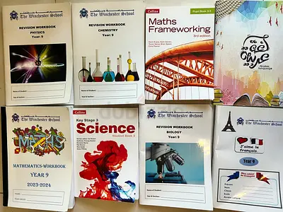 Bundle of Year 9 School Workbooks and Textbooks