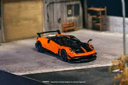 Huayra BC Arancio Saint Tropez Orange and Black Global64 Series 1/64 Model by Tarmac Works - sealed