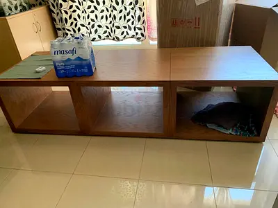 Solid Wood Low TV Unit / Storage Bench - 3 Open Compartments