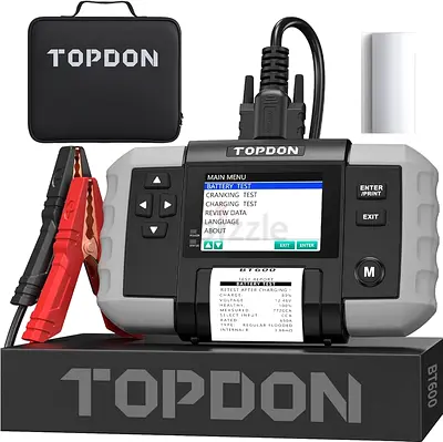 TOPDON Battery Tester BT600, 12V 24V Car Battery Tester with Printer