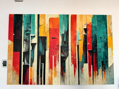 Large Abstract Geometric Wall Art Canvas - Multicolor Vertical Panels