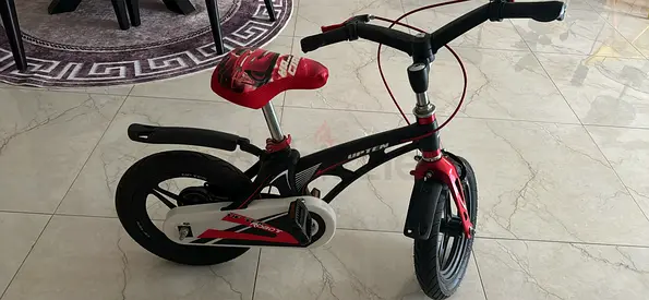 Kids Red  Black Balance Bike with Training Wheels - Good Condition