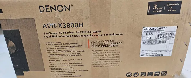 Denon AVR-X3800H 9.4-Ch Receiver Multi-Room , Dolby Atmos  With Power Converter Available New