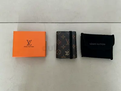 Louis Vuitton Monogram Compact Card Holder / Small Wallet with Box and Pouch