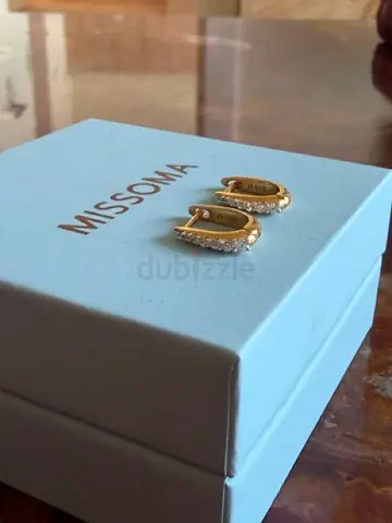 Missoma 18k gold plated huggie hoop earrings with cubic zirconia - excellent condition