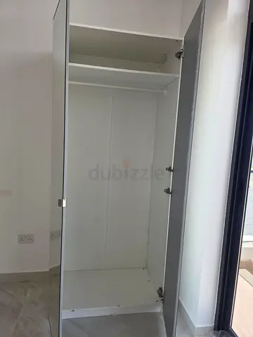 Single Door Wardrobe with Mirror and Interior Shelf