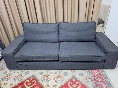 Grey 2-Seater Fabric Sofa with Removable Cushions