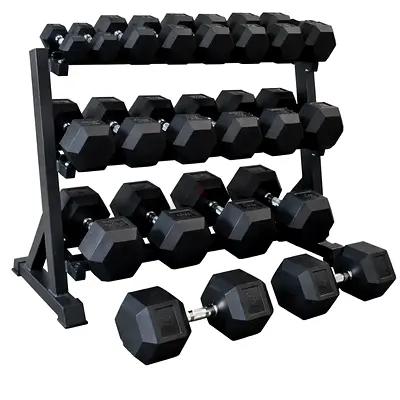 Hex Dumbbell Set With Dumbbell Rack / 2.5kg to 20kg with Rack