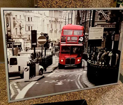 Framed London Red Bus Black  White Street Photo Print. AED 240. Free Delivery!