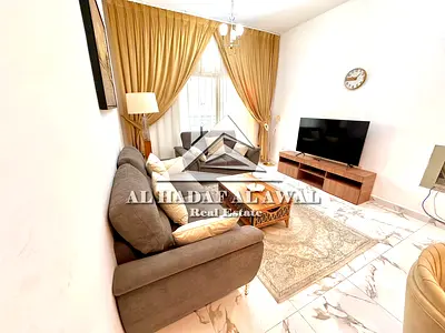 One bedroom and living room apartment for monthly rent in the Muwailih commercial area, with free internet and parking.