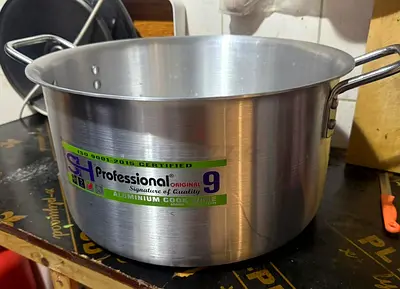 Large Aluminum Cooking Pot with Handles - Good Condition