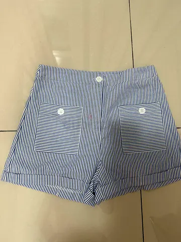 Blue and white striped highrise shorts s-m
