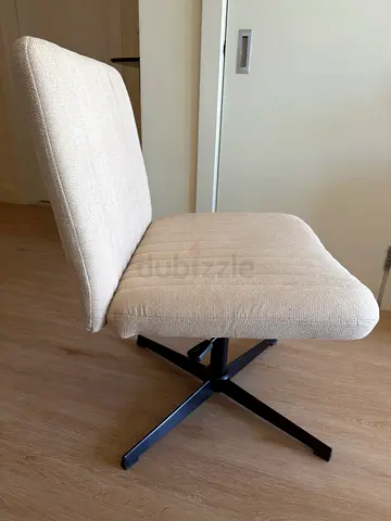 Beige Upholstered Swivel Accent Chair with Metal Base