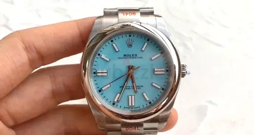 Rolex Oyster Perpetual Mens Stainless Steel Super Master Copy Watch with Turquoise Dial