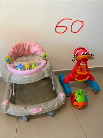 Baby walker with push ride-on toy and activity ball - used