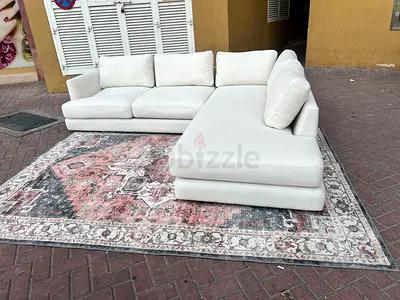 West Elm L Shape Sofa Beige Excellent Condition
