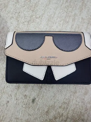 Karl Lagerfeld small womens wallet in black, beige and white