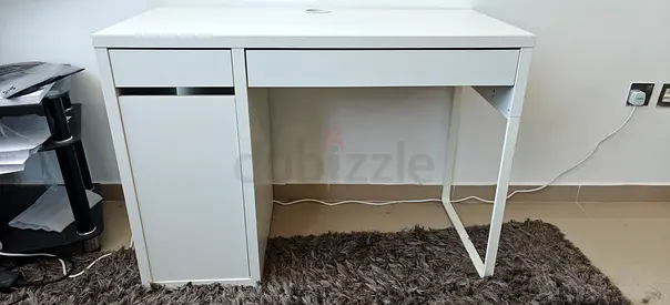 IKEA white writing desk with drawer and cabinet - good used condition