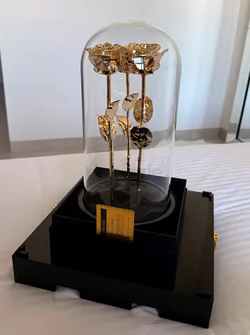 24k forever Gold Plated Preserved Rose Display in Versace Glass Dome