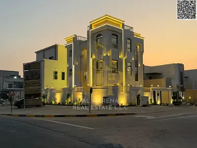 Luxury corner villa for sale in Al Zahia with a private pool and elegant modern design, price includes fees.