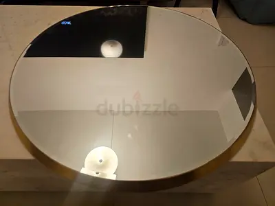 Round Wall Mirror with Thin Gold Frame - 80cm