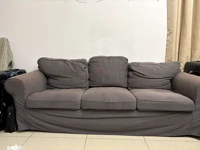 3-Seater IKEA EKTORP Gray Fabric Sofa — Comfortable, Well-Maintained