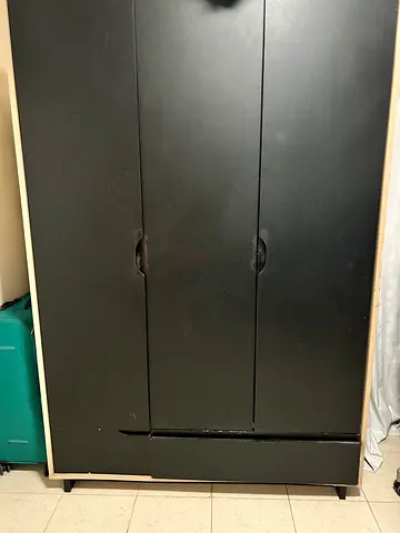 Black Wooden Wardrobe with Three Compartments