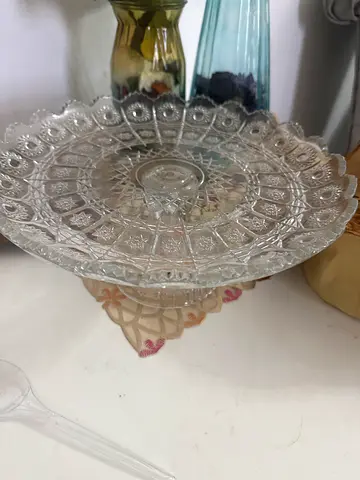 Glass Cake Stand with Patterned Design