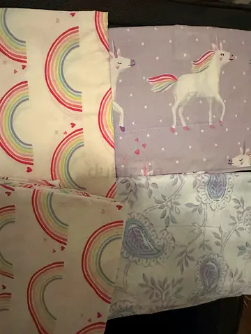Assorted pottery barn pillow cases with unicorn and rainbow prints - good condition