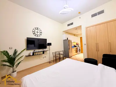 Studio in front of metro @4999 in Azizi Aura With WIFI & DEWA