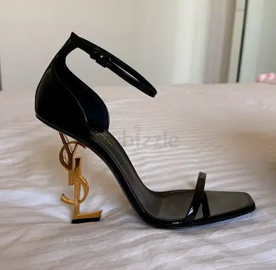 Original Yves Saint Laurent Opyum Black  Heels with Gold YSL Logo (Size 39)