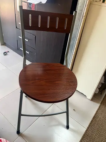 Small round wooden seat with metal frame - good condition