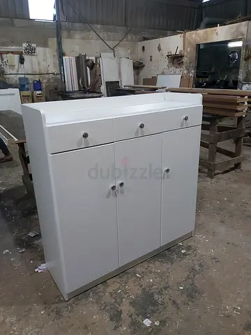 White showrak Cabinet with  2 Doors + 2 Drawers