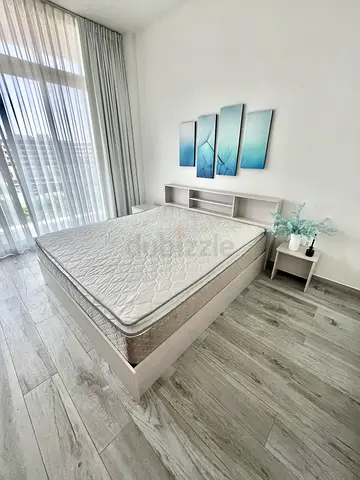 Bed, mattress, bedside tables, dresser