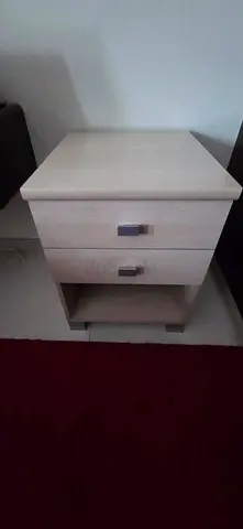2 Light wood bedside table / nightstand with drawer and open shelf