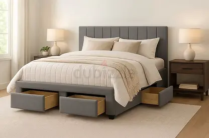 Modern Upholstered Bed Frame with Storage Drawers