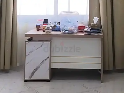Wooden Study Desk with Small Storage Cabinet - Used