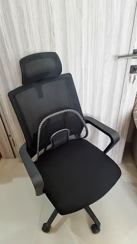 Black Ergonomic Mesh Office Chair with Headrest كرسي دراسة مكتب عمل مريح مع قطعة الظهر للراحة