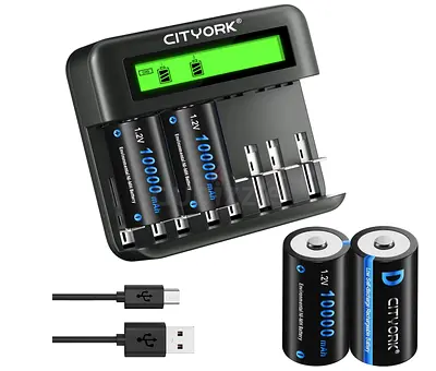 CITYORK Battery Charger with 8 Slot AA/AAA/C/D Ni-MH, intelligent LCD Screen