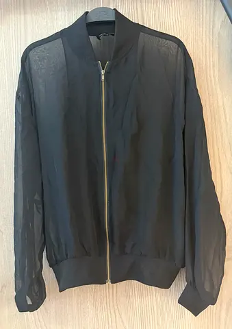 Sheer Black Bomber jacket - Uk Size 6