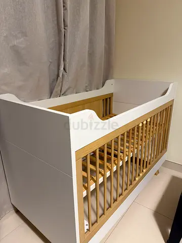 White and Wood Baby Crib - Brand New