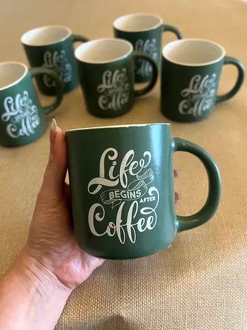 Set of 6 Coffee Mugs | Modern Green Design | Excellent Condition