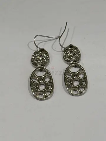 Silver openwork drop earrings – lightweight dangle pair